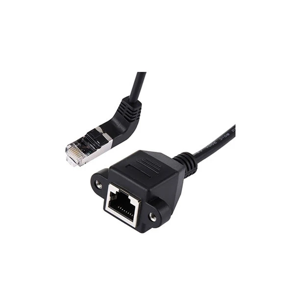 Up Angle RJ45 Male To RJ45 Female Cable With Screw Lock